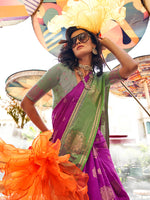 Thumbnail for NOZ2TOZ Women's Silk Blend Light Green Woven Design Designer Saree With Blouse Piece - Distacart