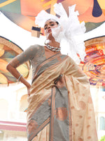 Thumbnail for NOZ2TOZ Women's Silk Blend Grey Woven Design Designer Saree With Blouse Piece - Distacart