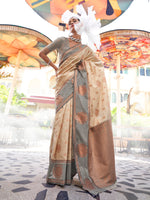 Thumbnail for NOZ2TOZ Women's Silk Blend Grey Woven Design Designer Saree With Blouse Piece - Distacart