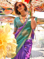 Thumbnail for NOZ2TOZ Women's Silk Blend light blue Woven Design Designer Saree With Blouse Piece - Distacart