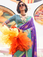 Thumbnail for NOZ2TOZ Women's Silk Blend light blue Woven Design Designer Saree With Blouse Piece - Distacart