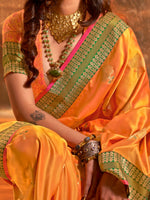 Thumbnail for NOZ2TOZ Women's Satin Silk Yellow Woven Design Designer Saree With Blouse Piece - Distacart