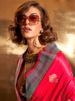 Thumbnail for NOZ2TOZ Women's Satin Silk Pink Woven Design Designer Saree With Blouse Piece - Distacart