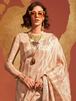 Thumbnail for NOZ2TOZ Women's Viscose Silk Cream Woven Design Designer Saree With Blouse Piece - Distacart