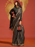Thumbnail for NOZ2TOZ Women's Viscose Silk Black Woven Design Designer Saree With Blouse Piece - Distacart