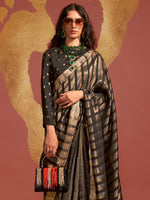 Thumbnail for NOZ2TOZ Women's Viscose Silk Black Woven Design Designer Saree With Blouse Piece - Distacart