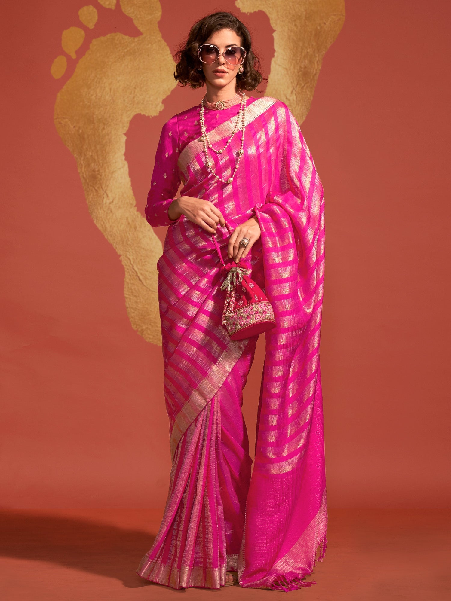 NOZ2TOZ Women's Viscose Silk Pink Woven Design Designer Saree With Blouse Piece - Distacart