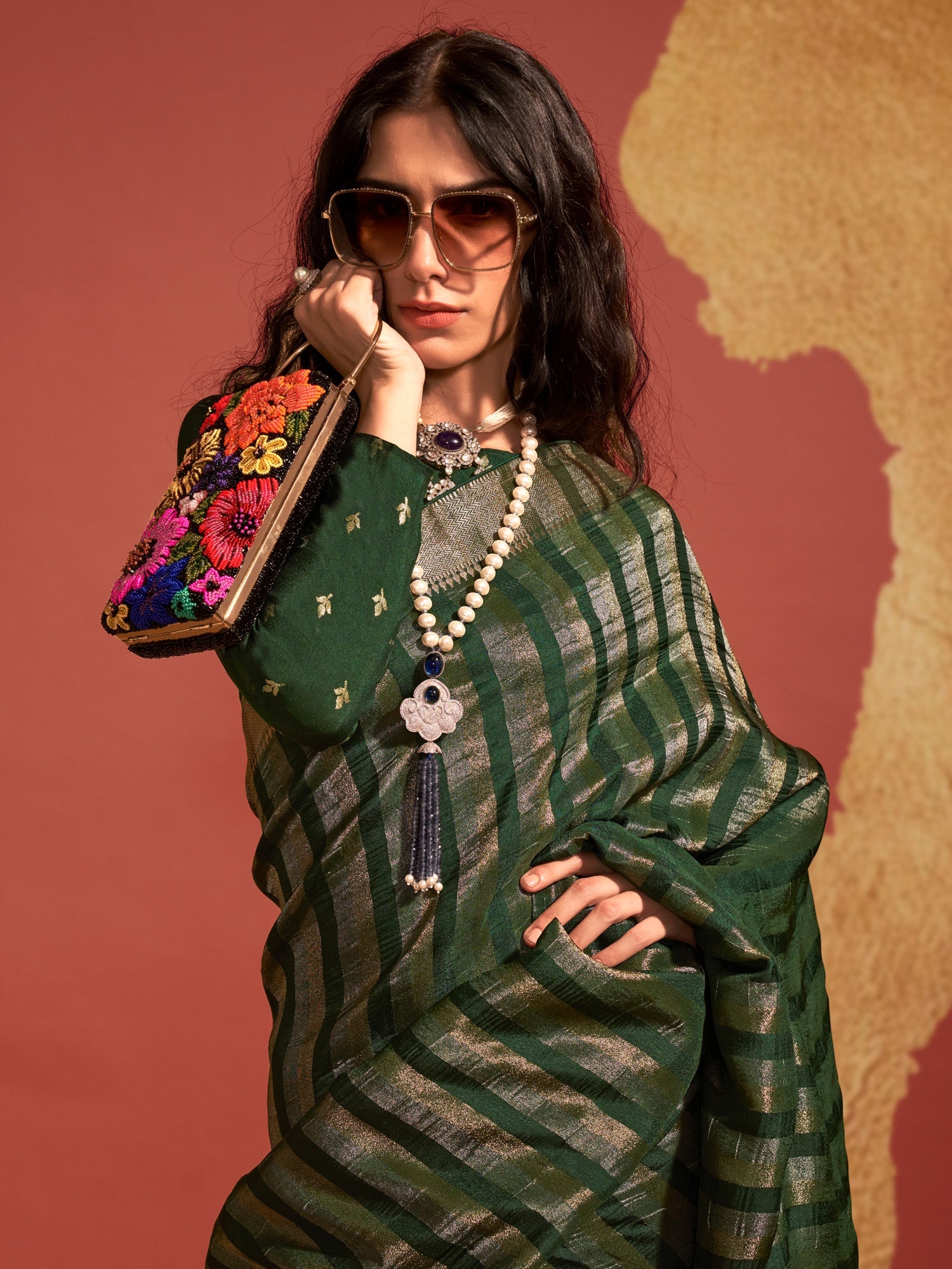 NOZ2TOZ Women's Viscose Silk Green Woven Design Designer Saree With Blouse Piece - Distacart