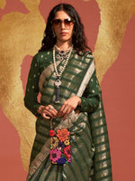 Thumbnail for NOZ2TOZ Women's Viscose Silk Green Woven Design Designer Saree With Blouse Piece - Distacart