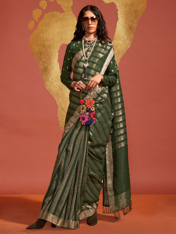 NOZ2TOZ Women's Viscose Silk Green Woven Design Designer Saree With Blouse Piece - Distacart
