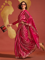 Thumbnail for NOZ2TOZ Women's Viscose Silk Pink Woven Design Designer Saree With Blouse Piece - Distacart