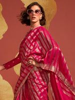 Thumbnail for NOZ2TOZ Women's Viscose Silk Pink Woven Design Designer Saree With Blouse Piece - Distacart