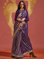 Thumbnail for NOZ2TOZ Women's Viscose Silk Purple Woven Design Designer Saree With Blouse Piece - Distacart