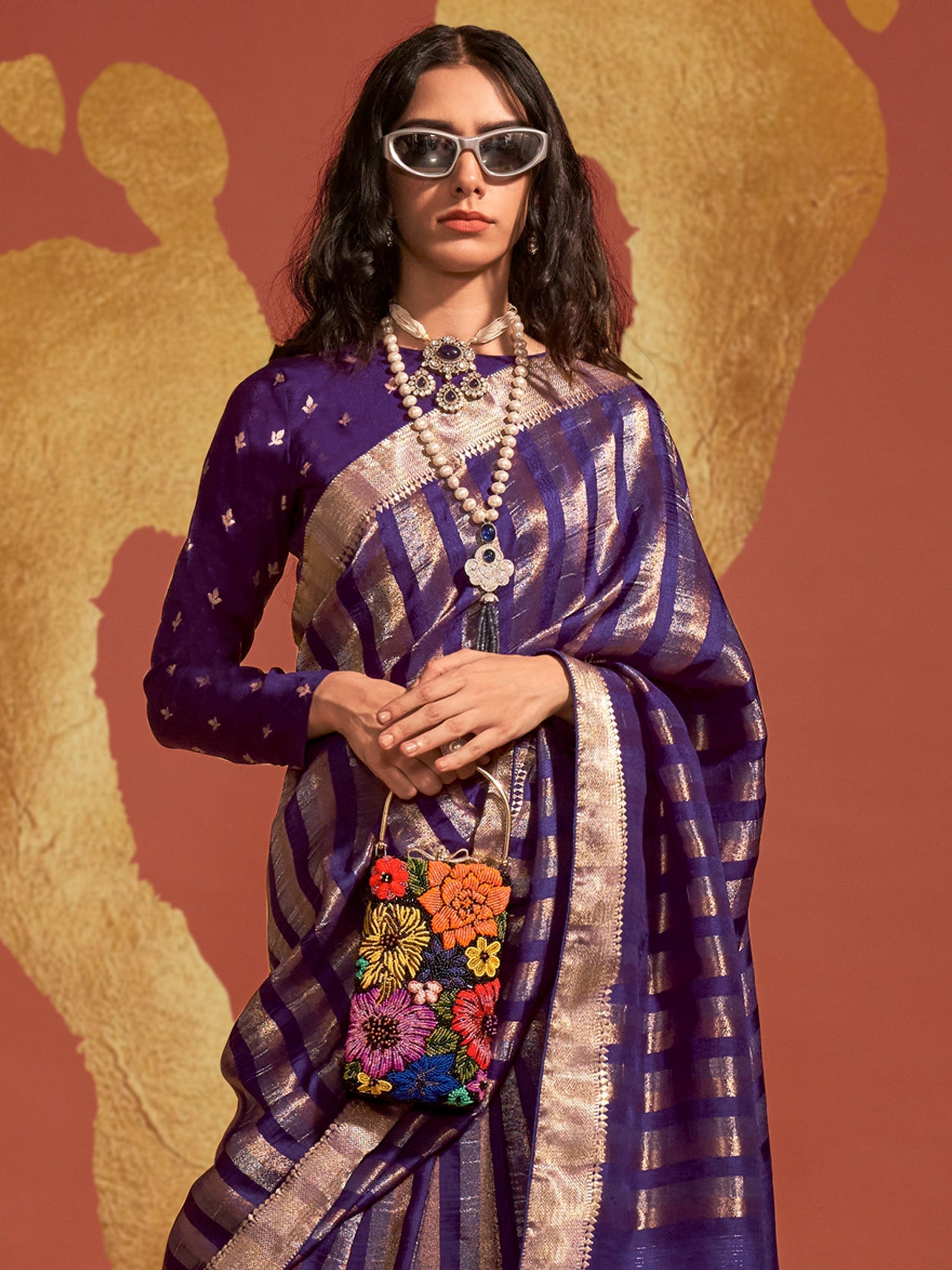 NOZ2TOZ Women's Viscose Silk Purple Woven Design Designer Saree With Blouse Piece - Distacart