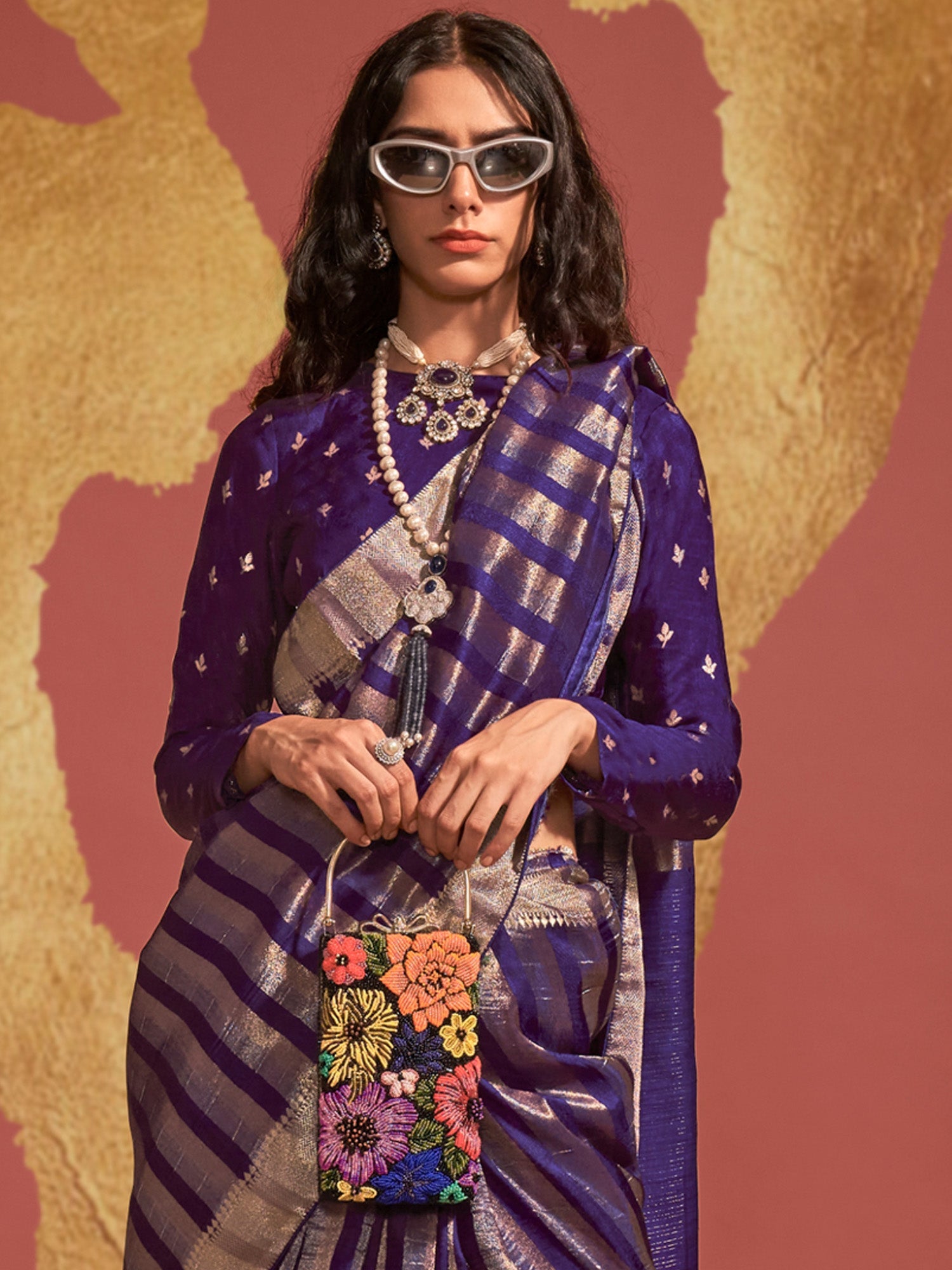 NOZ2TOZ Women's Viscose Silk Purple Woven Design Designer Saree With Blouse Piece - Distacart