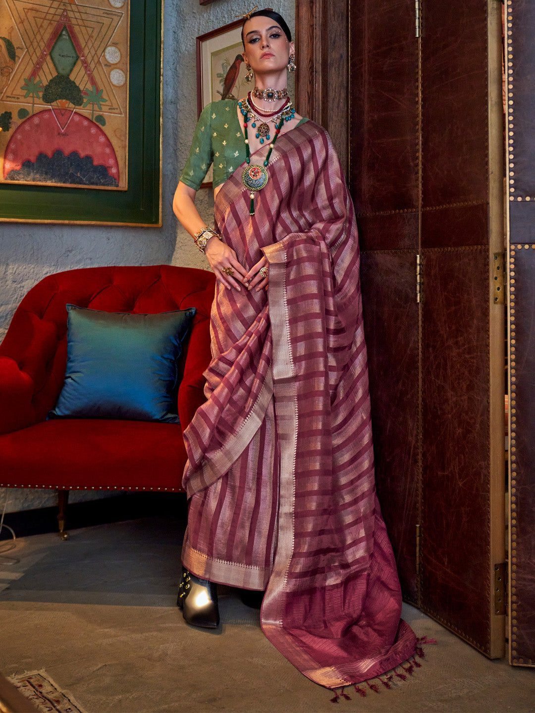 NOZ2TOZ Women's Viscose Silk Green Woven Design Designer Saree With Blouse Piece - Distacart