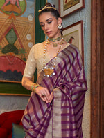 Thumbnail for NOZ2TOZ Women's Viscose Silk Cream Woven Design Designer Saree With Blouse Piece - Distacart