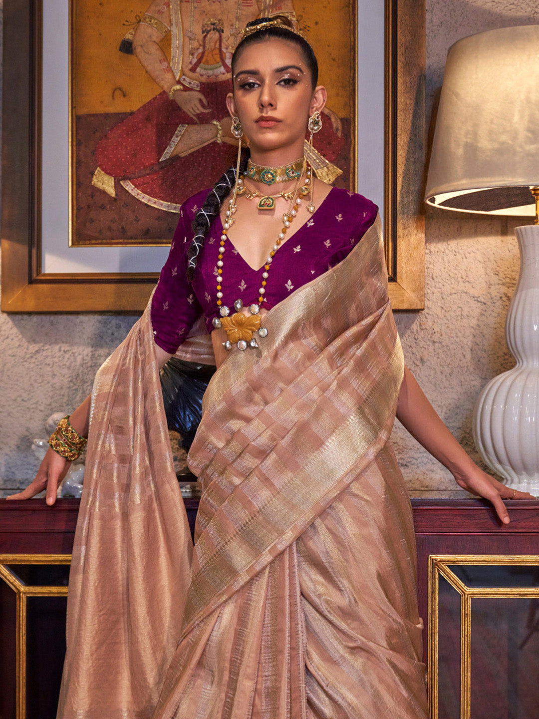 NOZ2TOZ Women's Viscose Silk Magenta Woven Design Designer Saree With Blouse Piece - Distacart