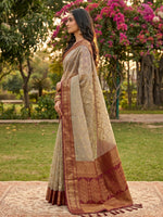 Thumbnail for Shree Shyam Fashion Chiku With Red Cotton Saree - Dista