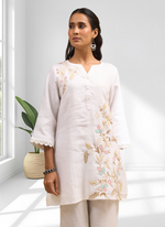 Thumbnail for Joban Fashion Off White Linen Embroidered Readymade Cord Set - Distacart