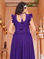 Thumbnail for Prazu Fashion Purple Georgette With Rich Zari-Sequins Embroidery Gown