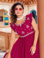 Thumbnail for Prazu Fashion Rani Pink Georgette With Rich Zari-Sequins Embroidery Gown