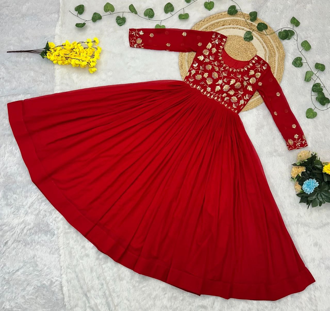 Prazu Fashion Maroon Georgette Embroidered Zari Work Designer Gown