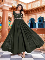 Thumbnail for Prazu Fashion Mehndi Georgette With Rich Zari-Sequins Embroidery Gown