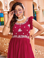 Thumbnail for Prazu Fashion Rani Pink Georgette With Rich Zari-Sequins Embroidery Gown