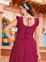 Thumbnail for Prazu Fashion Rani Pink Georgette With Rich Zari-Sequins Embroidery Gown