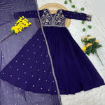 Thumbnail for Prazu Fashion Purple Georgette With Rich Zari-Sequins Embroidery Gown