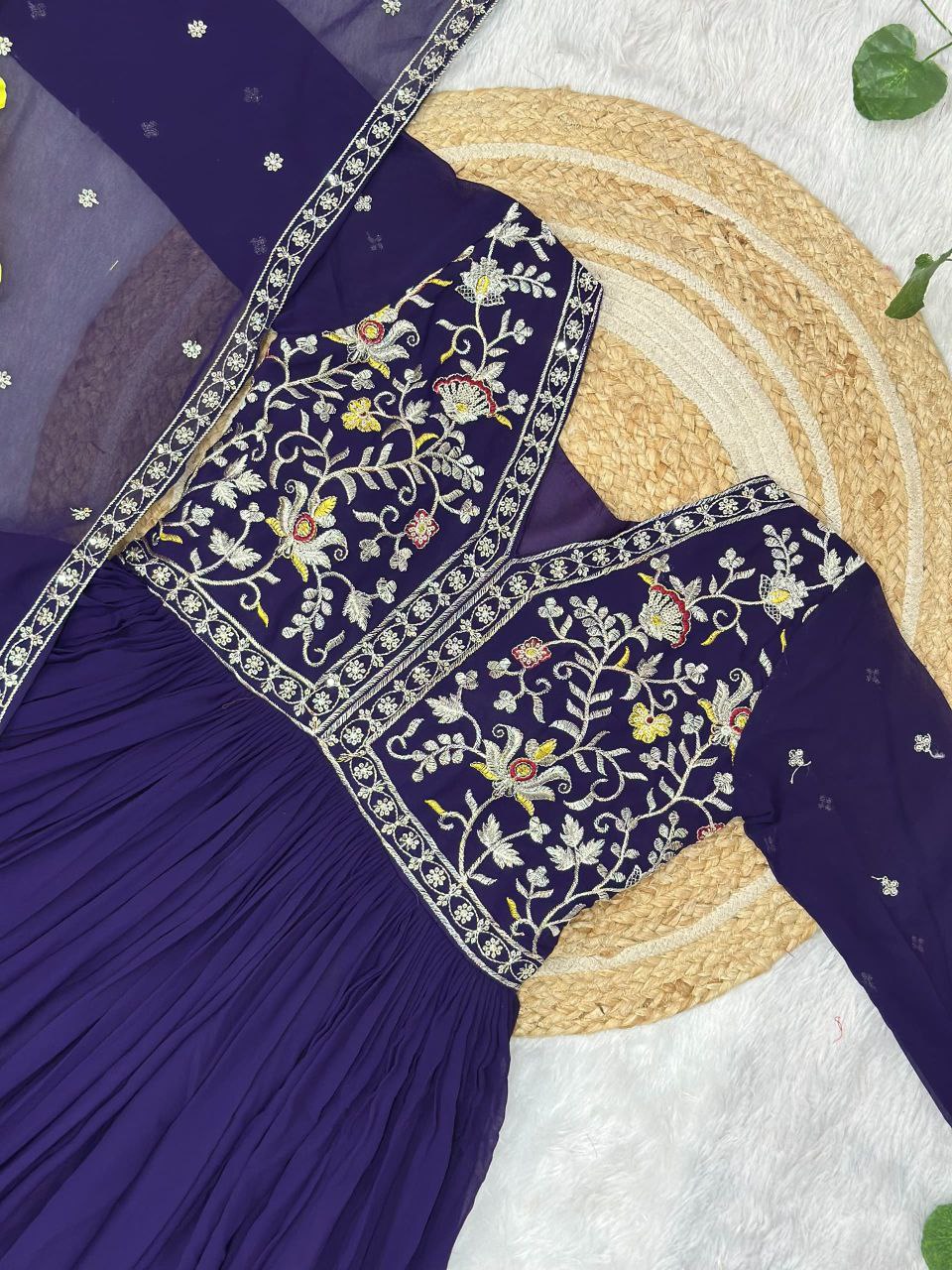 Prazu Fashion Purple Georgette With Rich Zari-Sequins Embroidery Gown