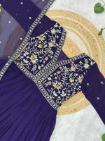 Thumbnail for Prazu Fashion Purple Georgette With Rich Zari-Sequins Embroidery Gown