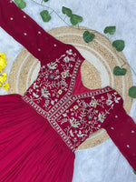 Thumbnail for Prazu Fashion Red Georgette With Rich Zari-Sequins Embroidery Gown