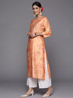 Thumbnail for Indo Era Peach Printed Straight Kurta - Distacart