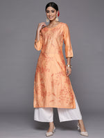 Thumbnail for Indo Era Peach Printed Straight Kurta - Distacart