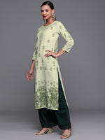 Thumbnail for Indo Era Green Foil Printed Straight Kurta - Distacart