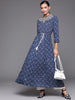 Indo Era Navy Blue Embroidered A-line Kurta - Distacart
