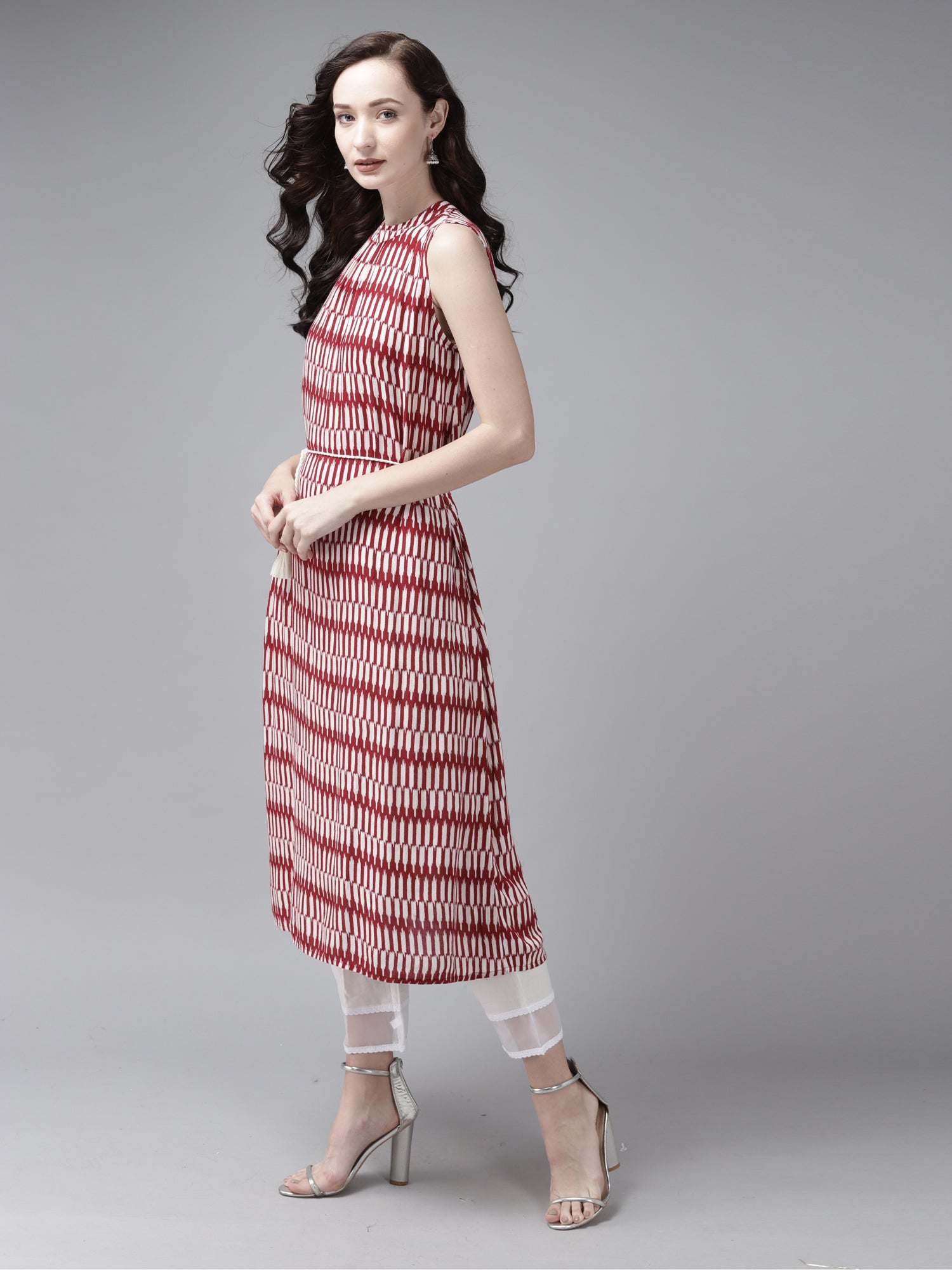 Indo Era Red Printed A-line Kurta - Distacart