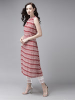 Thumbnail for Indo Era Red Printed A-line Kurta - Distacart