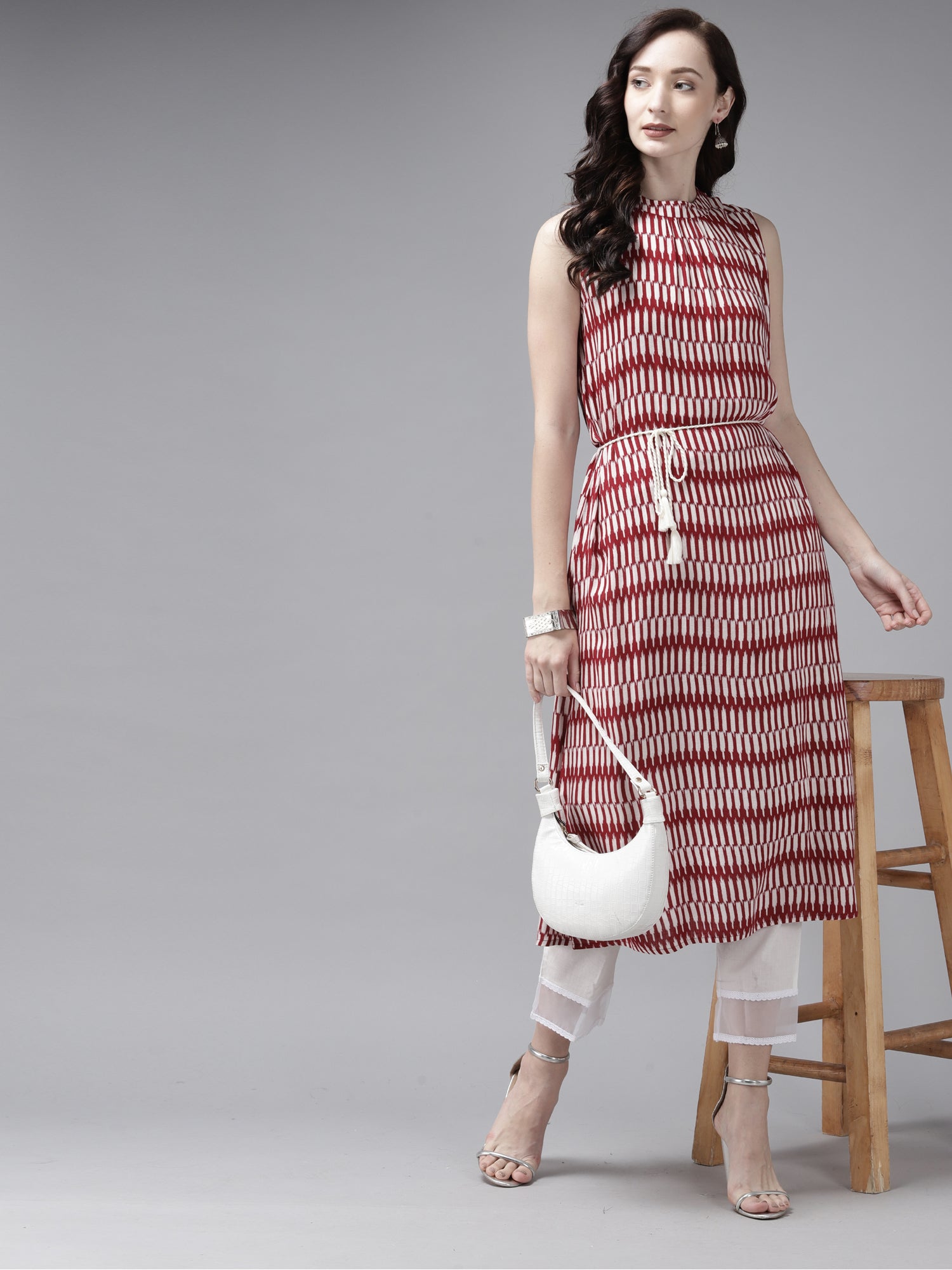 Indo Era Red Printed A-line Kurta - Distacart
