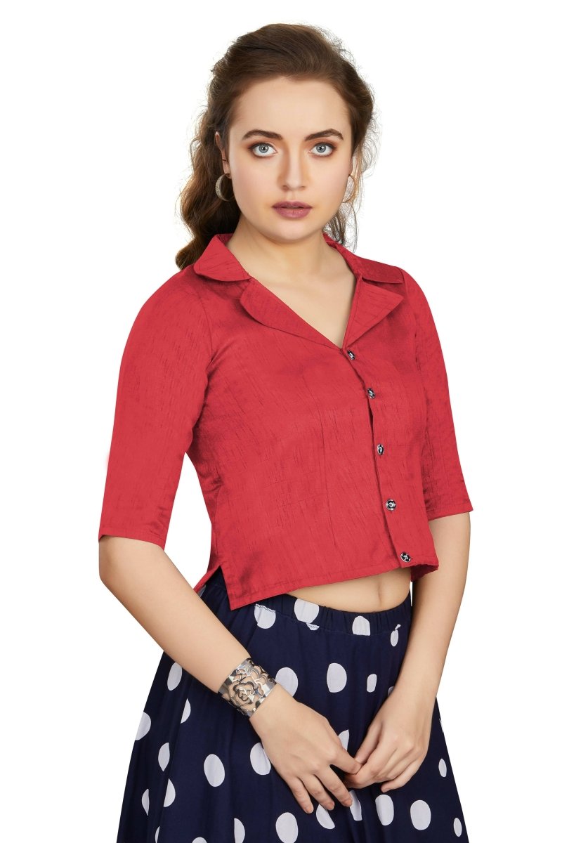 Aastha Fashion Women's Women's Gajri Art Silk Button Readymade Blouse - Distacart