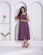 Thumbnail for Miravan Womens Abstract Printed Wine ALine Maxi Dress - Dista