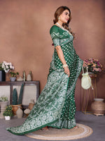Thumbnail for Aastha Fashion Green Viscose Silk Handmade Original Bandhej Saree - Distacart