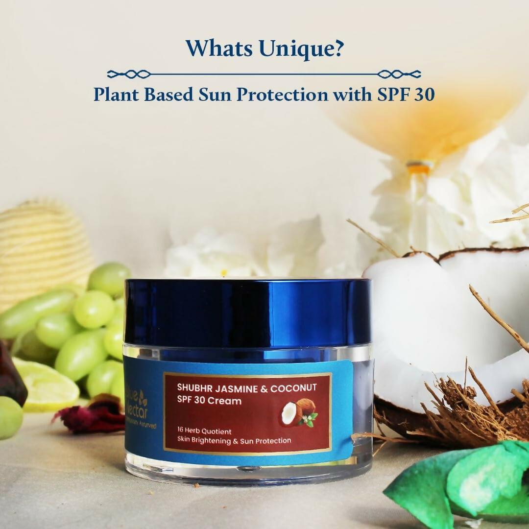 Blue Nectar Shubhr Jasmine & Coconut SPF 30 Sunscreen Face Cream for Plant Based Sun Protection - Distacart