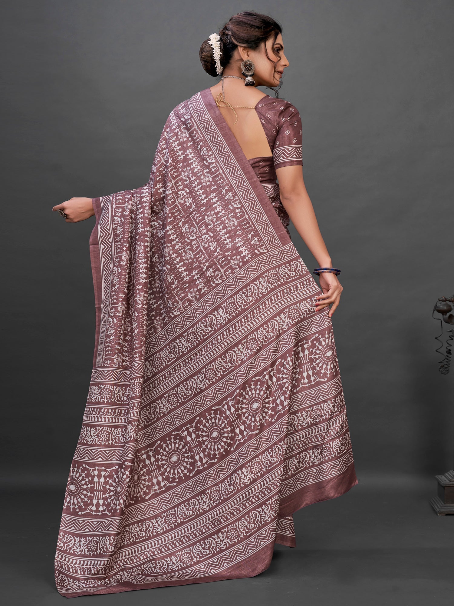 NOZ2TOZ Women's Dola Silk Mauve Printed Designer Saree With Blouse Piece - Distacart