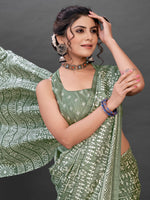 Thumbnail for NOZ2TOZ Women's Dola Silk Sea Green Printed Designer Saree With Blouse Piece - Distacart