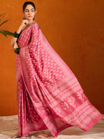 Thumbnail for NOZ2TOZ Women's Cotton Blend Pink Printed Designer Saree With Blouse Piece - Distacart