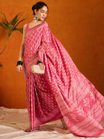 Thumbnail for NOZ2TOZ Women's Cotton Blend Pink Printed Designer Saree With Blouse Piece - Distacart
