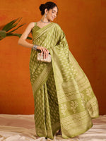 Thumbnail for NOZ2TOZ Women's Cotton Blend Light Green Printed Designer Saree With Blouse Piece - Distacart
